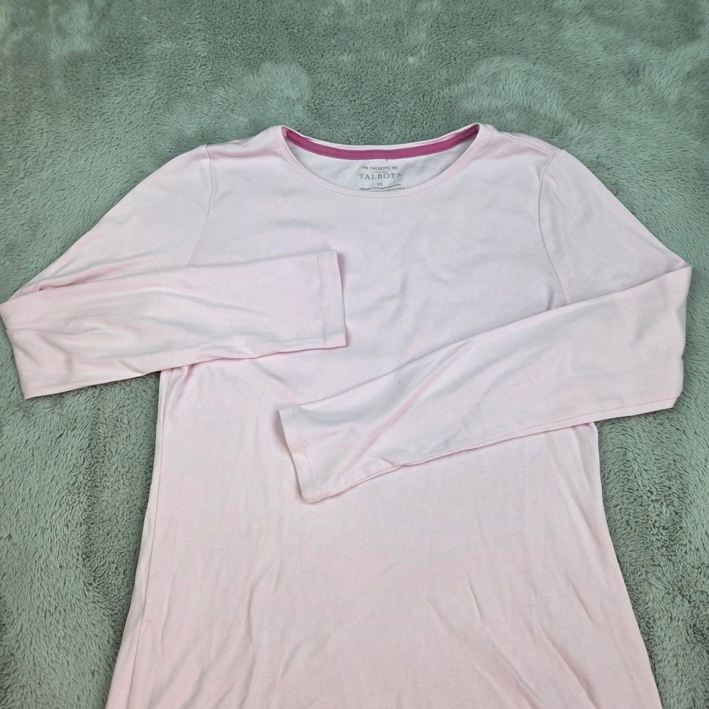 Talbots Long Sleeve Tee Womens XS Pima Cotton Crew Neck Casual Layering Pink Top